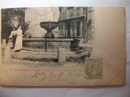 Carte Postale Saint Zacharie (83) ) Place Et Fontaine Saint Roch ( CPA Dos Non Divisé Noir Et Blanc Non Circulée ) - Saint-Zacharie