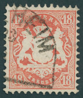 BAYERN 27Xb O, 1870, 18 Kr. Dunkelziegelrot, Wz. Enge Rauten, Kabinett, Gepr. Brettl, Mi. (240.-) - Other & Unclassified