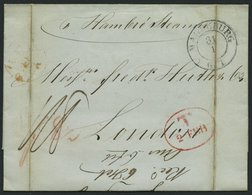 HAMBURG - GRENZÜBERGANGSSTEMPEL 1844, T 2 FEB, In Rot Auf Brief Von Magdeburg (K2) Nach London, Handschriftlich Hamburg  - Prefilatelia