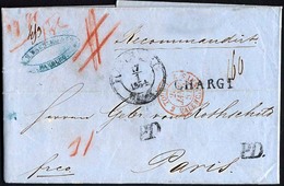 HAMBURG - GRENZÜBERGANGSSTEMPEL 1854, CHARGÉ, Schwarzer L1 Und 2x P.D. Auf Recommandirt-Brief Von Hamburg Th&T (K2) Nach - Préphilatélie