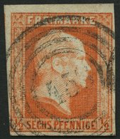 PREUSSEN 1 O, 1851, 1/2 Sgr. Rotorange Mit Nummernstempel 458, Pracht - Sonstige & Ohne Zuordnung