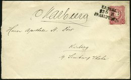 BAHNPOST DR 33 BRIEF, Kassel-Frankfurt, L3 Und Handschriftlich MARBURG Auf Brief Mit 10 Pfe. Karmin Von 1877, Pracht - Frankeermachines (EMA)