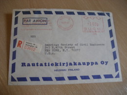 HELSINKI 1967 To New York USA Meter Mail Cancel Registered Air Mail Cover FINLAND - Covers & Documents