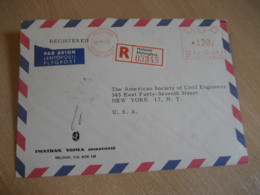 HELSINKI 1965 To New York USA Meter Mail Cancel Registered Air Mail Cover FINLAND - Lettres & Documents