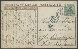 Mainz-Bodenheim-Worms (Zug 4923), Spät Verwendete Ansichtskarte (Herzogliche Familie) Mit 5 Pf. Germania (1913), Pracht  - Franking Machines (EMA)