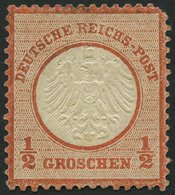 Dt. Reich 3 *, 1872, 1/2 Gr. Ziegelrot, Falzreste, Obere Rechte Ecke Fehlend, Feinst, Mi. 1400.- - Usati