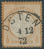 Dt. Reich 14 O, 1872, 1/2 Gr. Orange Mit Zentrischem NDP-Stempel OSTEN, üblich Gezähnt Pracht, Mi. (65.-) - Usati