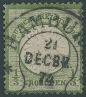 1872, 1/3 Gr. Grausmaragdgrün, Zentrischer Hufeisenstempel HAMBURG (Sp. 17-7), Feinst (senkrechter Bug), Gepr. Jäschke-L - Oblitérés