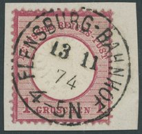 1872, 1 Gr. Rotkarmin Mit Nicht Katalogisiertem Prägefehler, NDP-Stempel FLENSBURG-BAHNHOF, Kabinettbriefstück, Gepr. Jä - Gebraucht