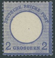 Dt. Reich 20X *, 1872, 2 Gr. Ultramarin Mit Plattenfehler Kerbe Im Innenkreis Unter UT, Kleine Marke, Falzrest, üblich G - Oblitérés