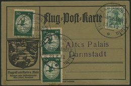 Dt. Reich III BRIEF, 1912, 30 Pf. Flugpost Am Rhein- Und Main, 3x Auf Karte Mit Sonderstempel DARMSTADT, Pracht, Mi. 400 - Autres & Non Classés