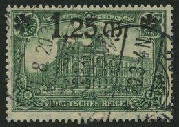 Dt. Reich 116II O, 1920, 1.25 M. Auf 1 M. Dunkelgrün, Dünner Aufdruck, Normale Zähnung, Pracht, Gepr. Tworek, Mi. 120.- - Sonstige & Ohne Zuordnung