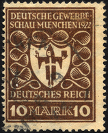 Dt. Reich 203b O, 1922, 10 M. Lilabraun Gewerbeschau, üblich Gezähnt Pracht, Gepr. Dr. Oechsner, Mi. 120.- - Autres & Non Classés