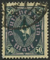 Dt. Reich 209PY O, 1922, 50 M. Schwarzbläulichgrün, Wz. Kreuzblüten, Kleine Zähnungsunebenheiten Sonst Pracht, Gepr. Dr. - Autres & Non Classés