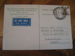 MADRAS Italian Chamber Of Commerce 1949 To Carrara Italy Stamp On Cancel Air Mail Card INDIA Inde - Lettres & Documents