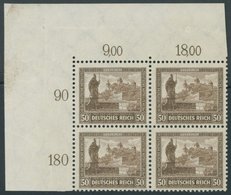 Dt. Reich 453 VB **, 1930, 50 Pf. Nothilfe Im Linken Oberen Eckrandviererblock, Postfrisch, Pracht - Sonstige & Ohne Zuordnung