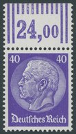 Dt. Reich 472WOR **, 1932, 40 Pf. Hindenburg, Walzendruck, Oberrandstück, Postfrisch, Pracht, Mi. 200.- - Sonstige & Ohne Zuordnung