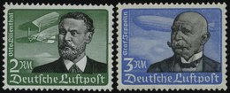 Dt. Reich 538/9x **, 1934, 2 RM Lilienthal Und 3 RM Graf Zeppelin, Senkrechte Gummiriffelung, 2 Prachtwerte, Mi. 330.- - Autres & Non Classés