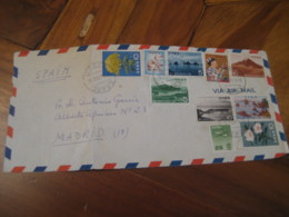 TOKYO 1962 To Madrid Spain 10 Stamp On Cancel Frontal Front Air Mail Cover JAPAN - Storia Postale