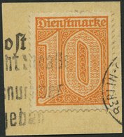 DIENSTMARKEN D 65 BrfStk, 1921, 10 Pf. Dunkelorange, Prachtbriefstück, Gepr. Dr. Düntsch, Mi. (600.-) - Dienstzegels