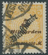 DIENSTMARKEN D 85 O, 1923, 5 Mrd. M. Lebhaftgelblichorange/siena, Pracht, Gepr. Fleiner, Mi. 110.- - Dienstmarken