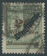 1923, 20 Mrd. M. Opalgrün/schwärzlichockerbraun Mit Plattenfehler Sprung In Der Rosette, Feinst (Randspalt), Kurzbefund  - Dienstmarken