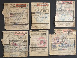 LOTS 1943/4, 6 Französische Arbeiterpaket-Karten Nach Ahrensbök, Diverse Nachgebührvermerke Etc., Bedarfsmängel - Sonstige & Ohne Zuordnung