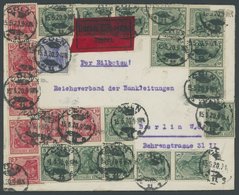 1920, Heftchenblatt Germania, Heftchenzähnung, Mit Zusatzfrankatur (teils Mängel) Auf Eilbrief -> Automatically Generate - Zusammendrucke