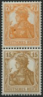 ZUSAMMENDRUCKE S 7ba *, 1916, Germania 71/2 + 15, Falzreste, Pracht, Mi. 180.- - Se-Tenant