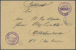 1915, Violetter Briefstempel Marine - Luftschiff - Detachement (kleine Schrift) Auf Feldpostbrief, Senkrecht Gefaltet, F - Correo Aéreo & Zeppelin