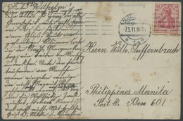 1911, Blumentag Düsseldorf, Ansichtskarte Luftkreuzer Deutschland Nach Manila, Bedarfsspuren -> Automatically Generated  - Airmail & Zeppelin