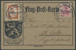 1912, 10 Pf. Flp. Am Rhein Und Main Auf Flugpostkarte Mit 10 Pf. Zusatzfrankatur, Sonderstempel Offenbach 12.6.12, In Di - Luft- Und Zeppelinpost