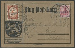 1912, 10 Pf. Flp. Am Rhein Und Main Auf Flugpostkarte Mit 10 Pf. Zusatzfrankatur, Sonderstempel Darmstadt 17.6.12, Nach  - Luft- Und Zeppelinpost