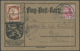 1912, 10 Pf. Flp. Am Rhein Und Main Auf Flugpostkarte Mit 10 Pf. Zusatzfrankatur, Sonderstempel Darmstadt 17.6.12, Nach  - Correo Aéreo & Zeppelin