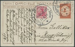 1912, 10 Pf. Flp. Am Rhein Und Main Auf Flugpostkarte (Großherzogin) Mit 10 Pf. Zusatzfrankatur In Die Schweiz, Sonderst - Luft- Und Zeppelinpost