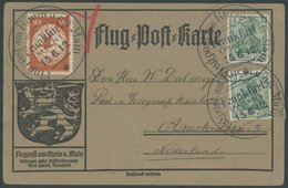 1912, 10 Pf. Flp. Am Rhein Und Main Auf Flugpostkarte Mit 2x 5 Pf. Zusatzfrankatur, Sonderstempel Frankfurt 15.6.12, Nac - Luft- Und Zeppelinpost