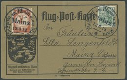 1912, 10 Pf. Flp. Am Rhein Und Main Auf Flugpostkarte (mit Gedicht) Mit 5 Pf. Zusatzfrankatur, Sonderstempel Mainz 12.6. - Correo Aéreo & Zeppelin