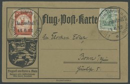 1912, 10 Pf. Flp. Am Rhein Und Main Auf Flugpostkarte Mit 5 Pf. Zusatzfrankatur, Sonderstempel Darmstadt 14.6.12, Je Mit - Airmail & Zeppelin