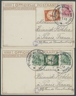 1912, 20 Und 30 Pf. Flp. Am Rhein Und Main, Je Auf Flugpostkarte (Herzogliche Familie) Mit 5 Bzw. 10 Pf. Zusatzfrankatur - Poste Aérienne & Zeppelin