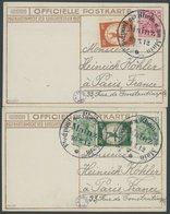 1912, 20 Und 30 Pf. Flp. Am Rhein Und Main, Je Auf Flugpostkarte (Herzogliche Familie) Mit 5 Bzw. 10 Pf. Zusatzfrankatur - Correo Aéreo & Zeppelin