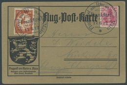 1912, 20 Pf. Flp. Am Rhein Und Main Auf Flugpostkarte Mit 10 Pf. Zusatzfrankatur, Sonderstempel Frankfurt 17.6.12, In Di - Airmail & Zeppelin