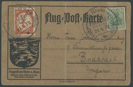 1912, 20 Pf. Flp. Am Rhein Und Main Auf Flugpostkarte Mit 5 Pf. Zusatzfrankatur, Sonderstempel Frankfurt 21.6.12, Portog - Poste Aérienne & Zeppelin
