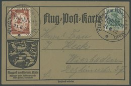 1912, 20 Pf. Flp. Am Rhein Und Main Auf Flugpostkarte Mit 5 Pf. Zusatzfrankatur, Sonderstempel Frankfurt 21.6.12, Pracht - Airmail & Zeppelin