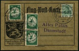ZEPPELINPOST 12a BRIEF, 1912, 30 Pf. Flp. Auf Rhein Und Main, 3x Auf Flugpost-Sonderkarte, Sonderstempel Darmstadt 23.6. - Airmail & Zeppelin