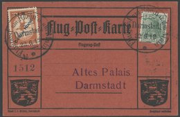 1912, 1 M. Gelber Hund, 1x Vorderseitg Und 2x Rückseitig, Dabei 1x Aufdruckfehler Huna Statt Hund, Auf Flugpostkarte, So - Airmail & Zeppelin