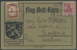 1912, 20 Pf. E.L.P. Auf Flugpostkarte Mit 10 Pf. Zusatzfrankatur, Sonderstempel Frankfurt 23.6.12 (Letzttag), Nach Itali - Airmail & Zeppelin