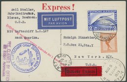 1929, Amerikafahrt, Auflieferung Friedrichshafen, Prachtkarte -> Automatically Generated Translation: 1929, "America Fli - Airmail & Zeppelin