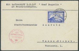 1929, Deutschlandfahrt, Abwurf Düsseldorf, Prachtbrief -> Automatically Generated Translation: 1929, "Germany Flight", D - Airmail & Zeppelin