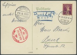 1929, 1. Schweizfahrt, Abwurf Bern, Karte Feinst, Nur 124 Belege Befördert! -> Automatically Generated Translation: 1929 - Airmail & Zeppelin