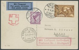 1929, 4. Schweizfahrt, Abwurf Zürich, Prachtkarte -> Automatically Generated Translation: 1929, "4. Switzerland Flight", - Luft- Und Zeppelinpost